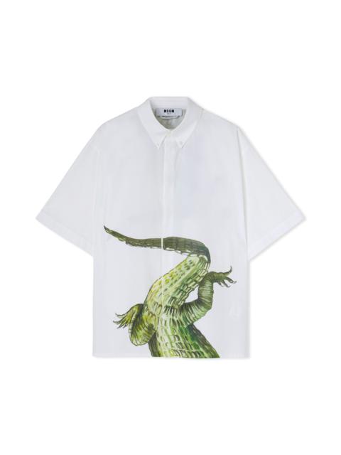Organic poplin cotton shirt with "crocodile" print