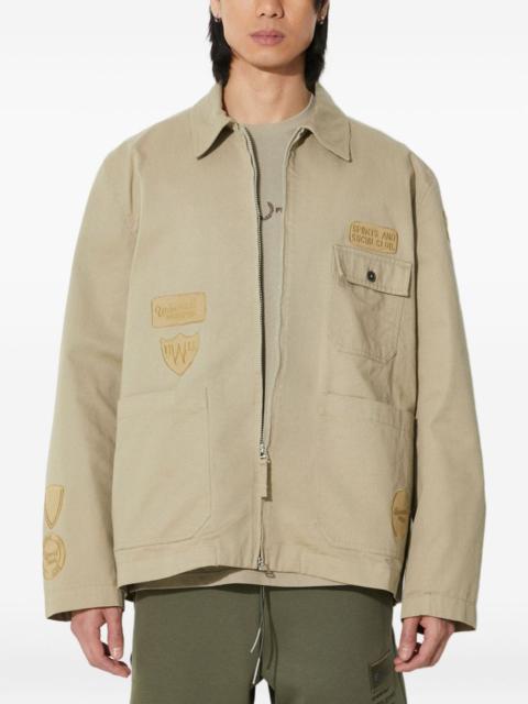 embroidered-patches collared jacket