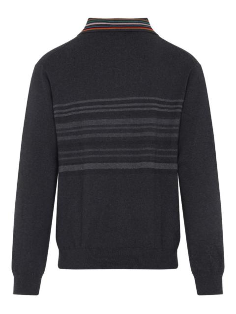 striped polo-neck sweater