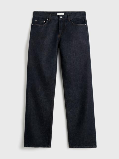 Low straight denim rinsed blue