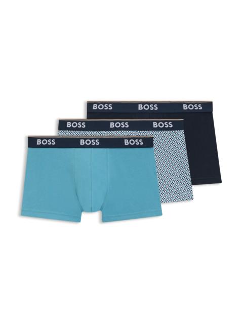THREE-PACK OF STRETCH-COTTON TRUNKS WITH LOGO WAISTBAND