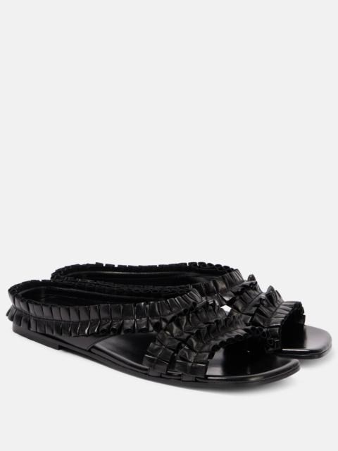Ruffled leather sandals