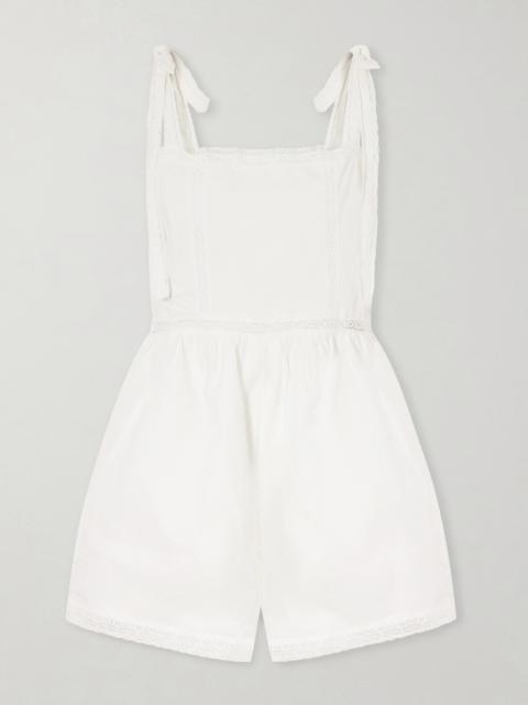 Emilia Lace-trimmed Cotton Playsuit