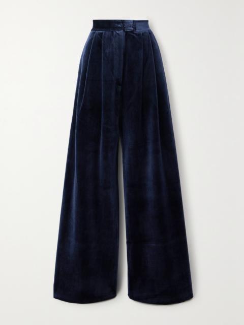 Pleated Velvet Wide-leg Pants