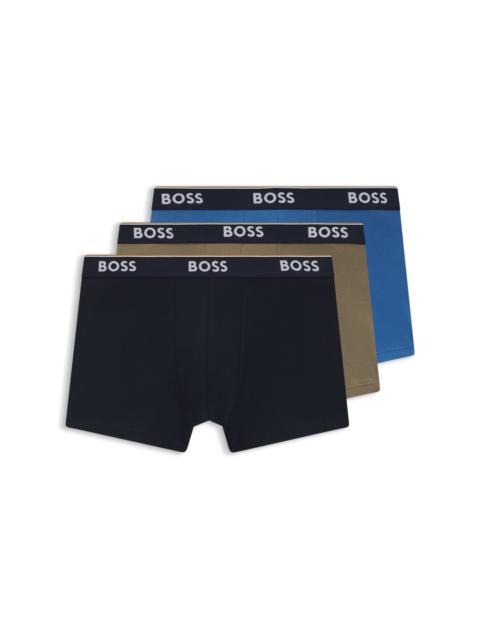 THREE-PACK OF LOGO-WAISTBAND TRUNKS IN STRETCH COTTON