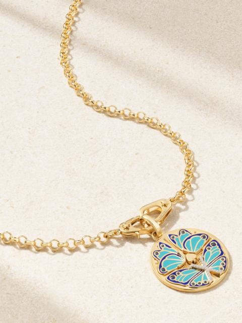 Reverie Sister Hook Medium Belcher Chain 18-karat Gold, Ceramic, Sapphire And Diamond Necklace