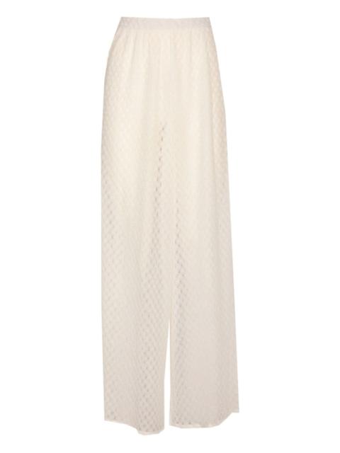 Raschel-knit wide-leg trousers