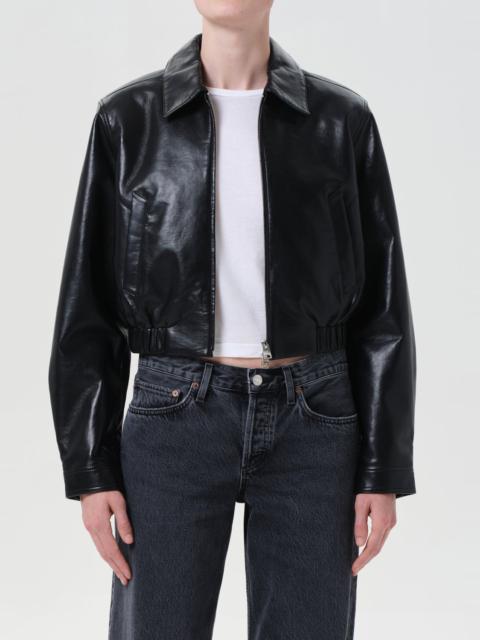 ESSIE RECYCLED LEATHER CROPPED JACKET IN BLACK