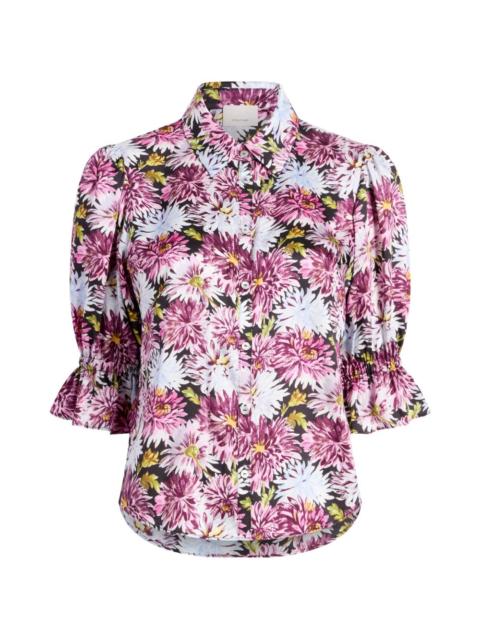 dahlia print ruffled top