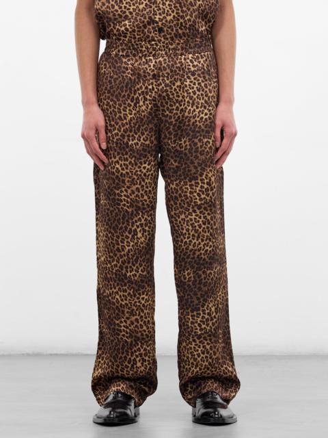 Cheetah Print Satin Track Pants