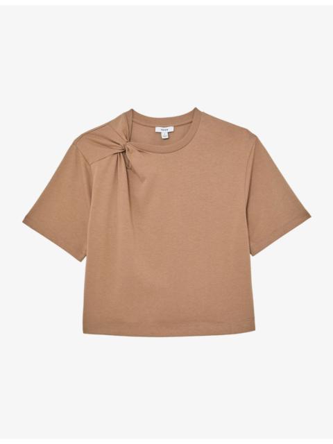 Esme Twist-Shoulder Cotton T-Shirt