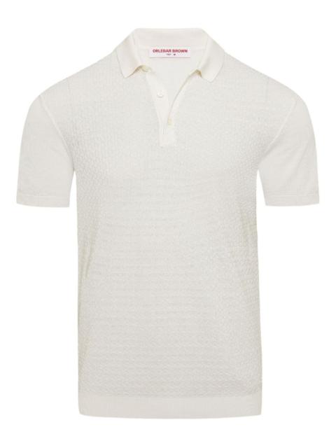 textured short-sleeve polo shirt