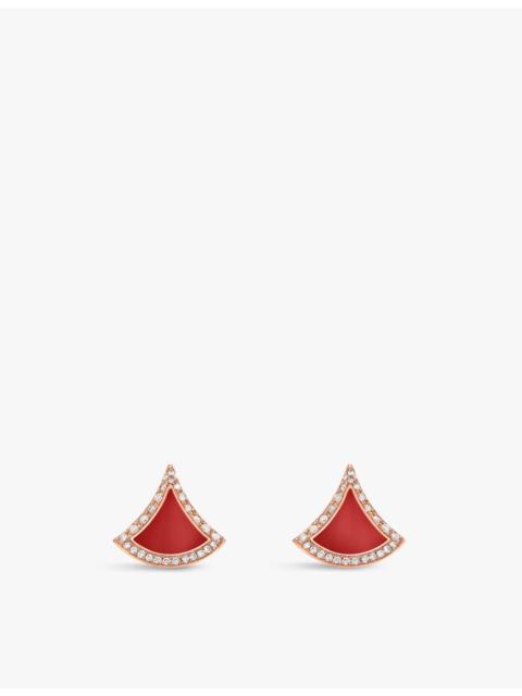 Divas’ Dream 18ct rose-gold, 0.10ct diamond and carnelian earrings