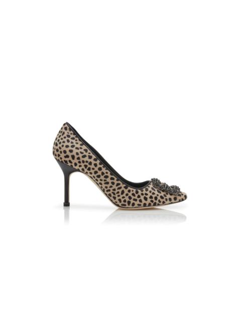 Animal Print Calf Hair Jewel Buckle Pumps
