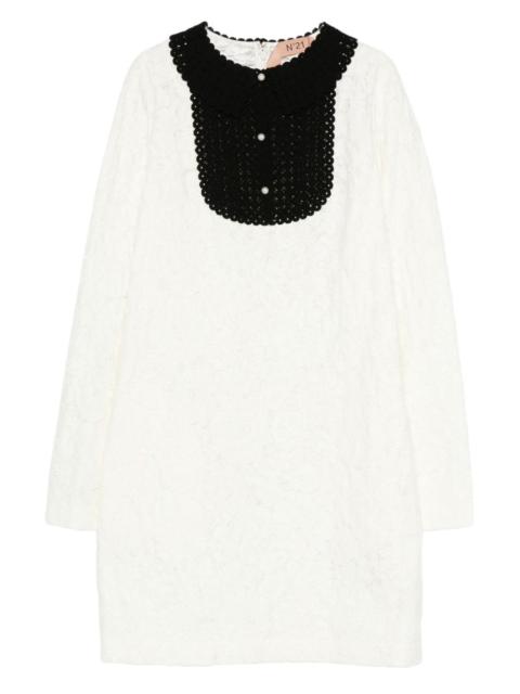 crochet-trimmed lace dress