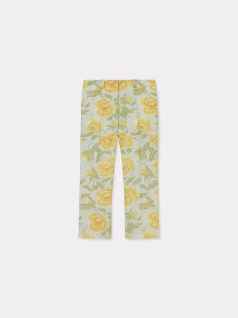 'KENZO Peonies' cropped pants in cotton linen jacquard