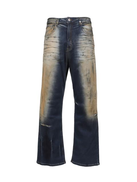 DIRTY-WASHED DENIM PANTS / NAVY