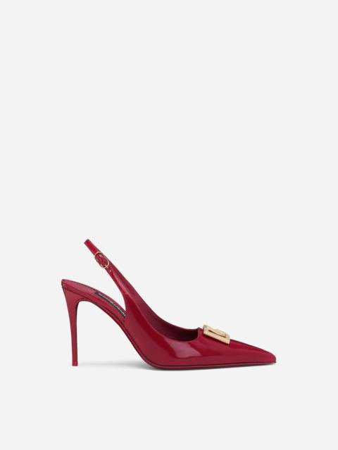 Polished calfskin slingbacks