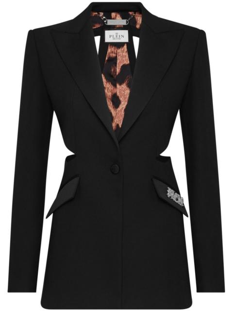 logo-plaque cut-out blazer