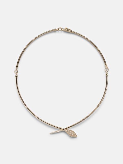 Snake 14kt gold pendant necklace with diamonds