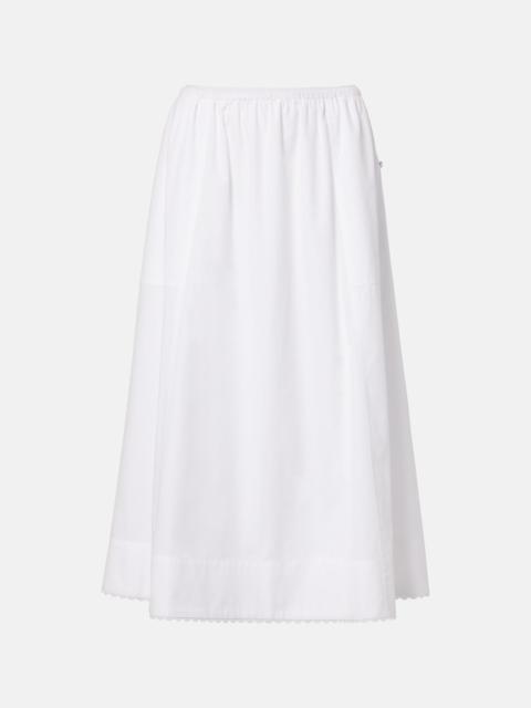 Scalloped cotton poplin midi skirt