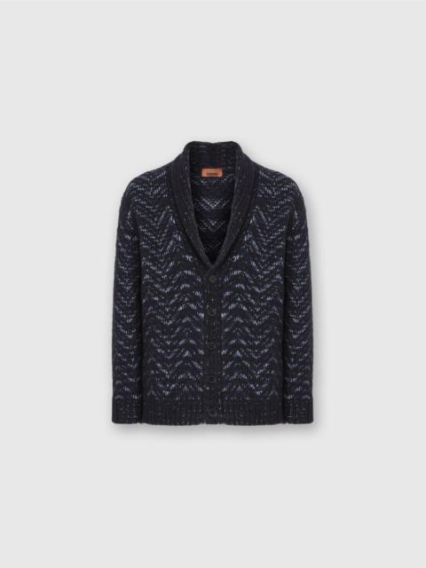 Buttoned Cardigan with Chevron Pattern