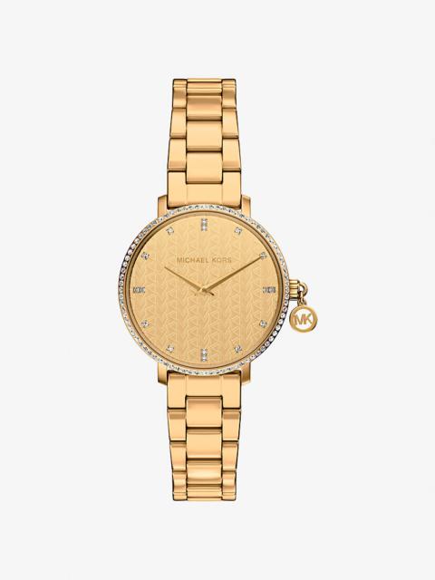 Mini Pyper Pavé Gold-Tone Watch