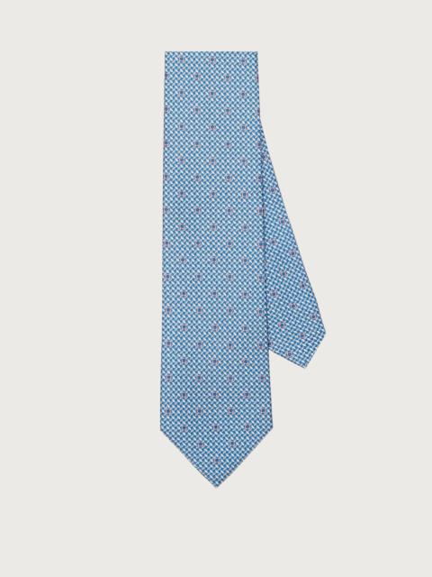 Gancini print silk tie