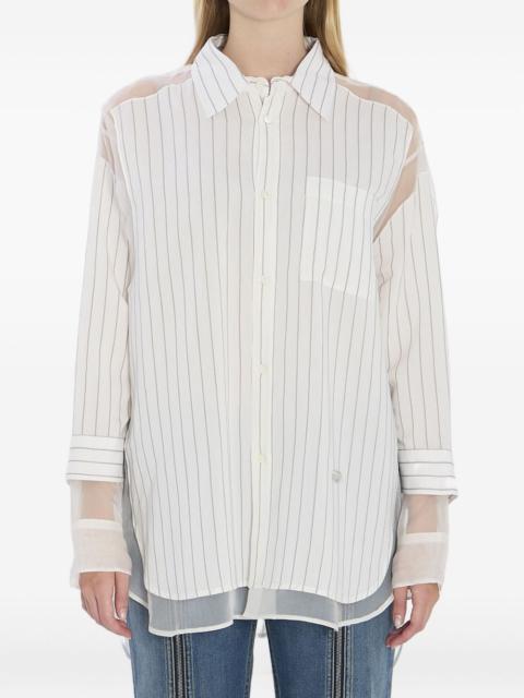 striped sheer-panel shirt