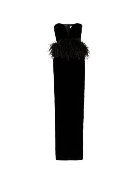Sienna feather strapless maxi dress
