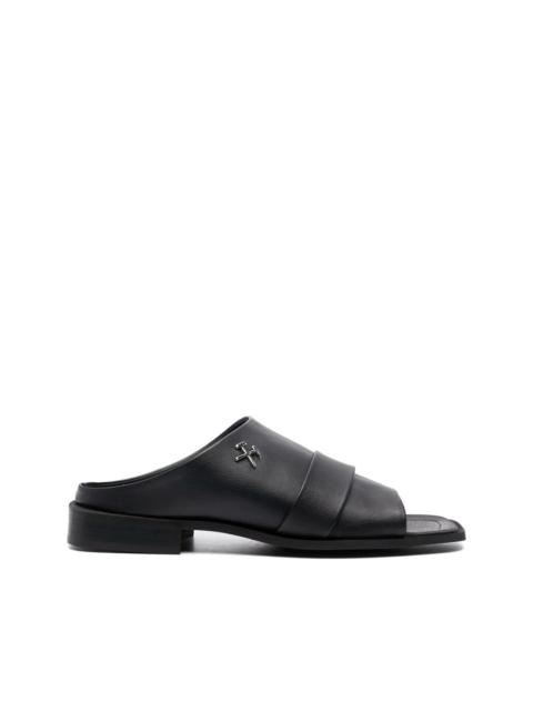 logo-plaque faux-leather sandals