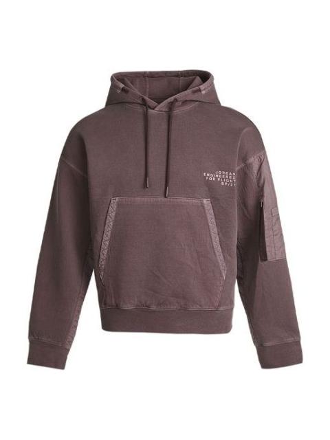 Air Jordan 23 Engineered Casual Sports Letter Logo Hooded Long Sleeve Sweater For Men Brown CV2768-2