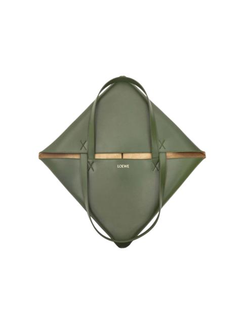 LOEWE Large Puzzle Fold Tote in Shiny Calfskin Umber/Hunter Green