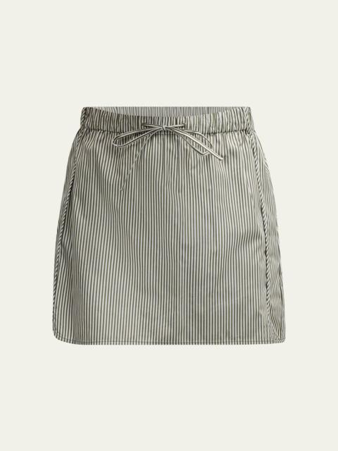 Shiori Drawstring Cotton Stripe Mini Skirt