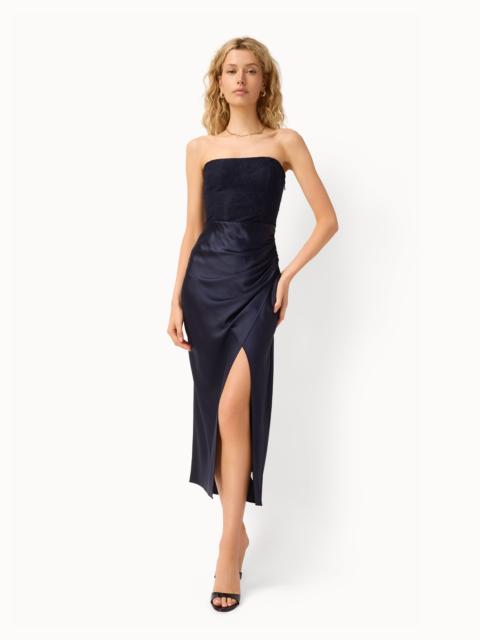 ECHO STRAPLESS MIDI DRESS NAVY