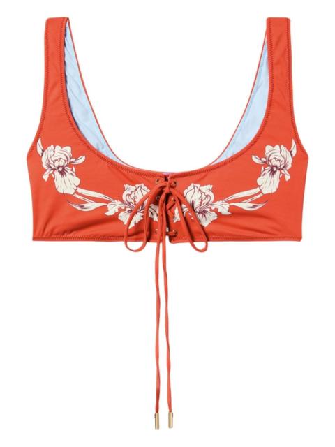 floral-print bikini top