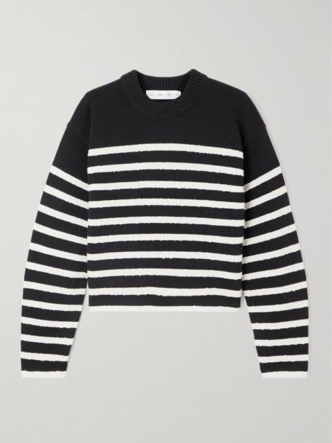 Nia cropped striped cotton-blend sweater Black