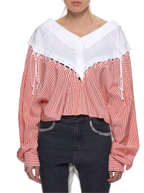 Lace Up Stripe Top