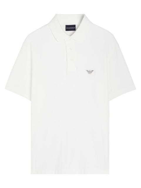 Emporio Armani Logo-embroidered Piqué Cotton Polo Shirt
