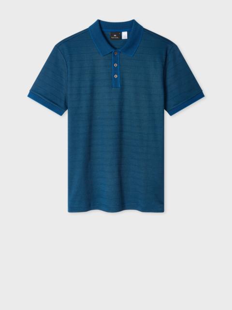 Blue Textured Jacquard Polo Shirt