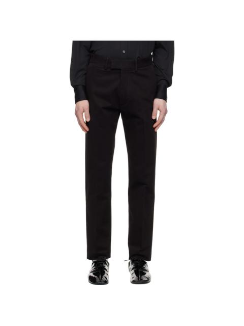 Black Brushed Cotton Drill Chino Trousers