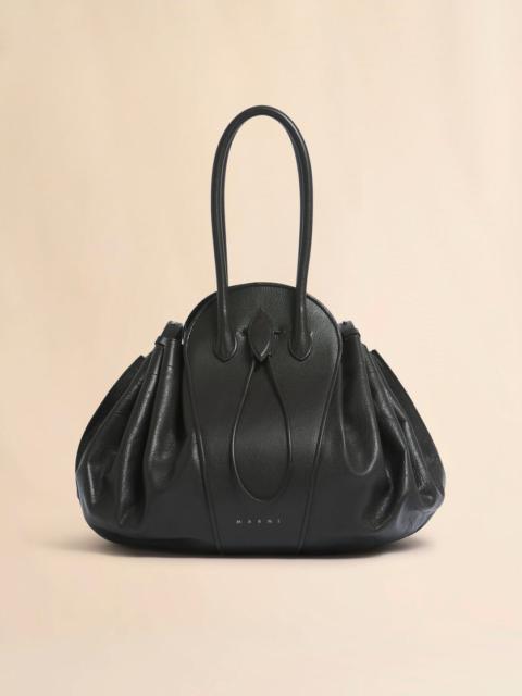 BLACK LEATHER TULIPEA LARGE HANDBAG