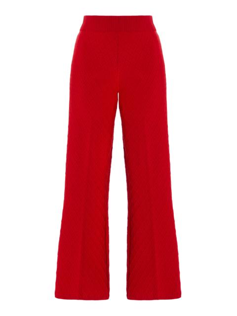 Exclusive Harry Cotton-Blend Knit Cropped Wide-Leg Pants red