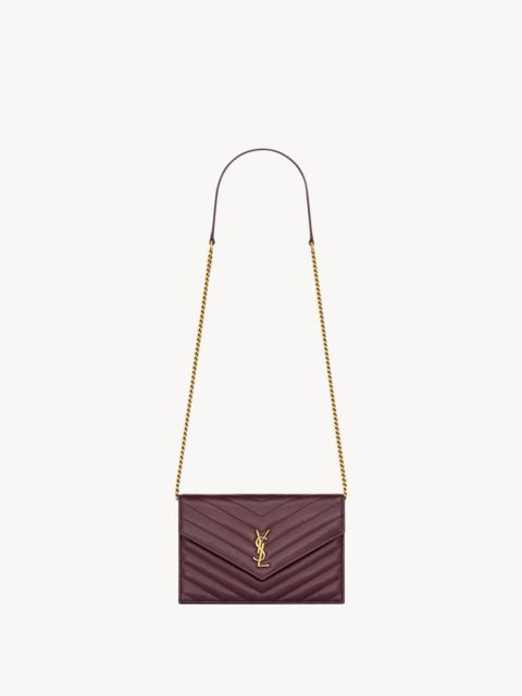 CASSANDRE ENVELOPE CHAIN WALLET IN GRAIN DE POUDRE LEATHER