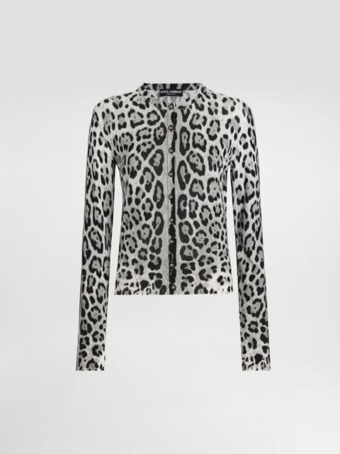 Leopard-print silk cardigan
