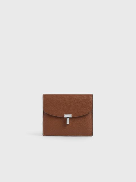 T-lock grained-leather cardholder sienna
