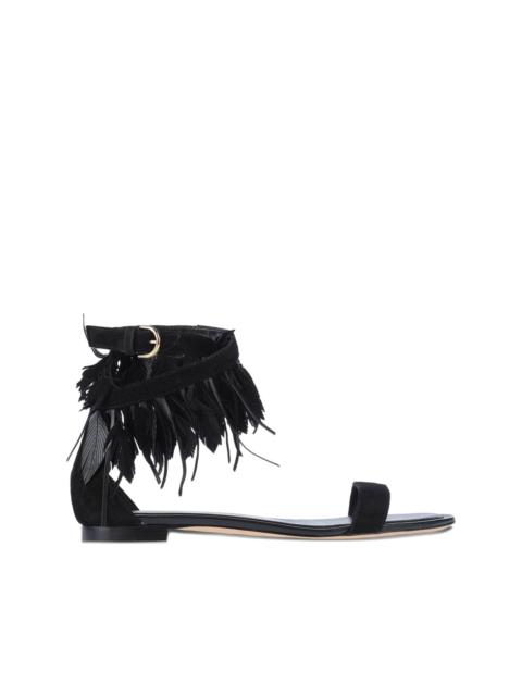 feather-trim sandals