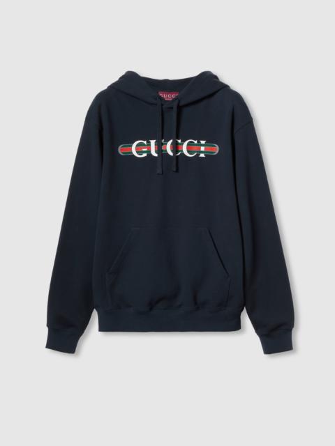 Printed cotton jersey hooded sweatshirt