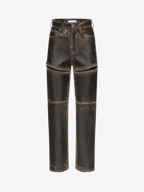 STUDDED LEATHER SLIT JEAN