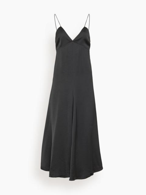 Fallon Open Back Slip Dress in Black
